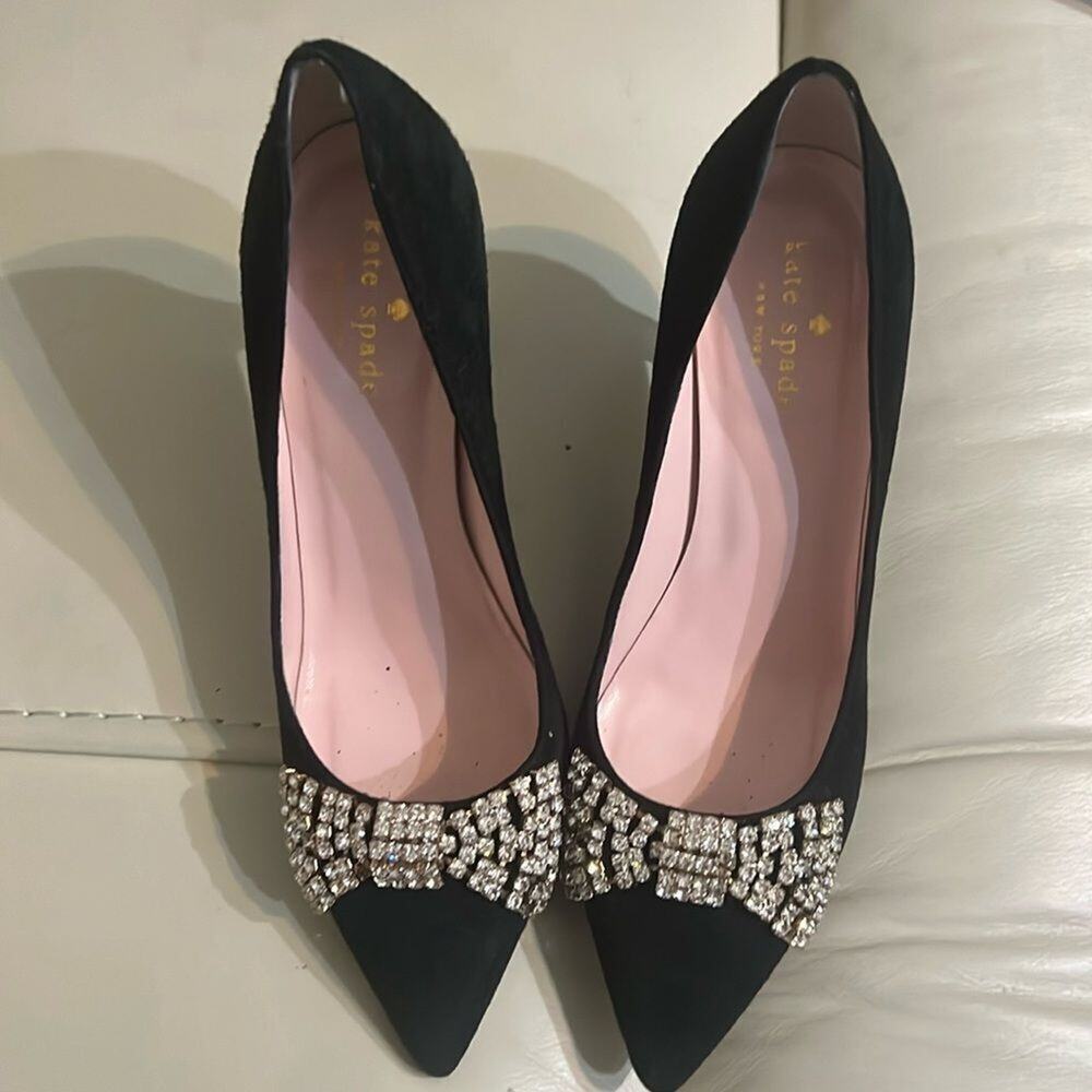 KATE SPADE NEWYORK‎ LISSIE BLACK SUEDE RHINESTONE SHOES SIZE 6 1/2,6